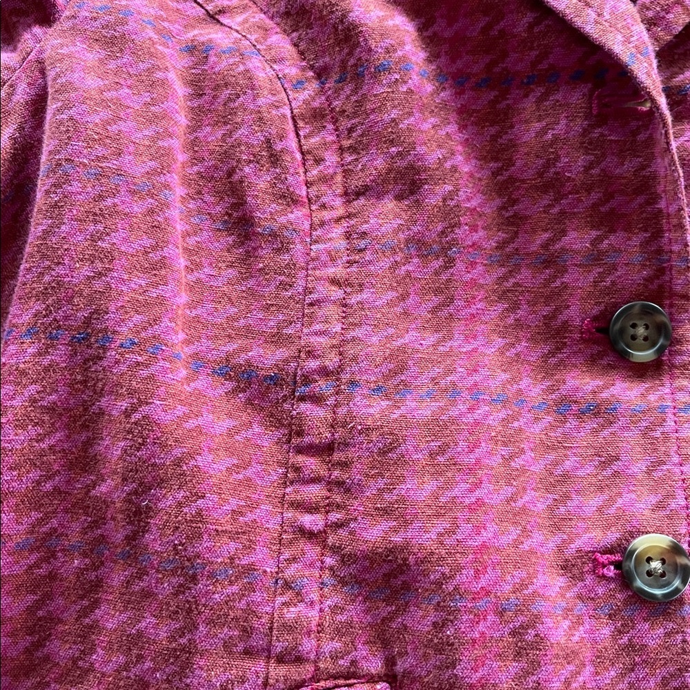Sundance Pink Houndstooth Women's Linen Blend Blazer - Picture 3 of 6